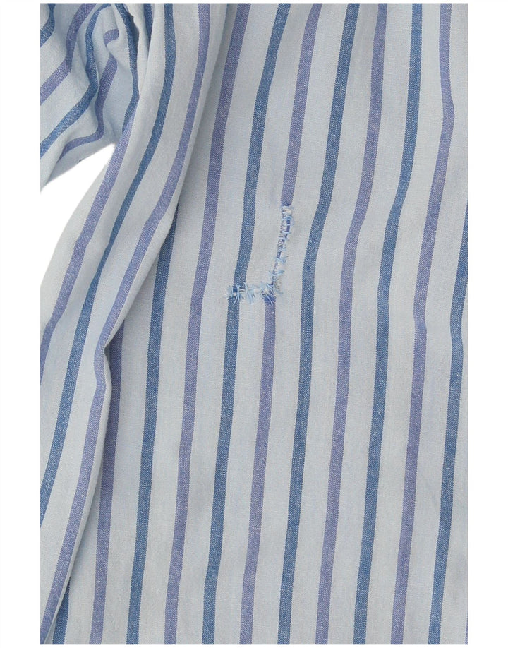 Camisa masculina Carrera grande algodão listrado azul
