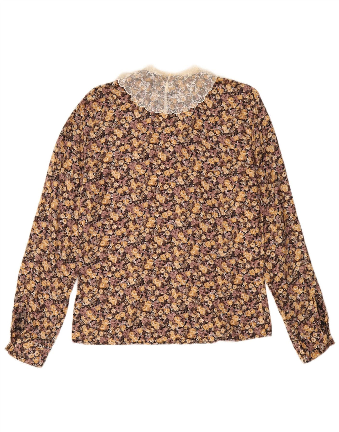 Blusa feminina BENETTON Reino Unido 12 marrom médio floral