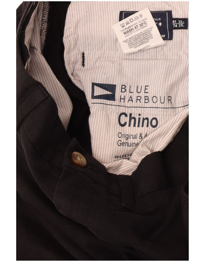 Calça chino reta masculina Marks & Spencer Blue Harbor W32 L29 preta