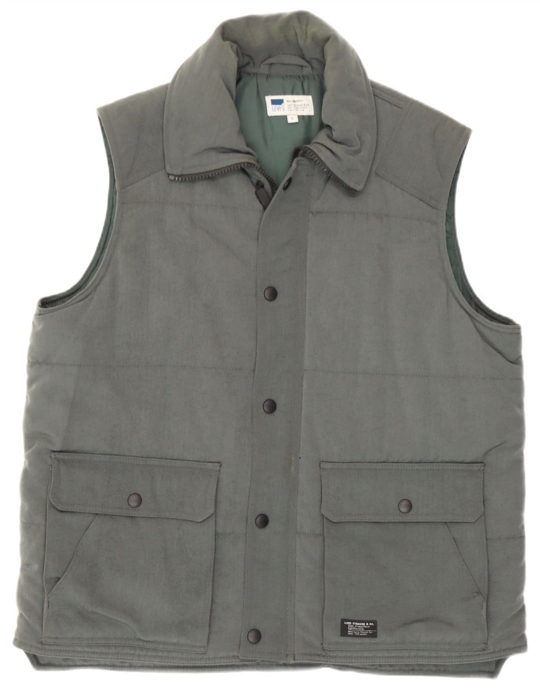 Colete acolchoado masculino Levi's UK 40 grande poliamida verde