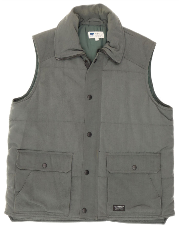 Colete acolchoado masculino Levi's UK 40 grande poliamida verde