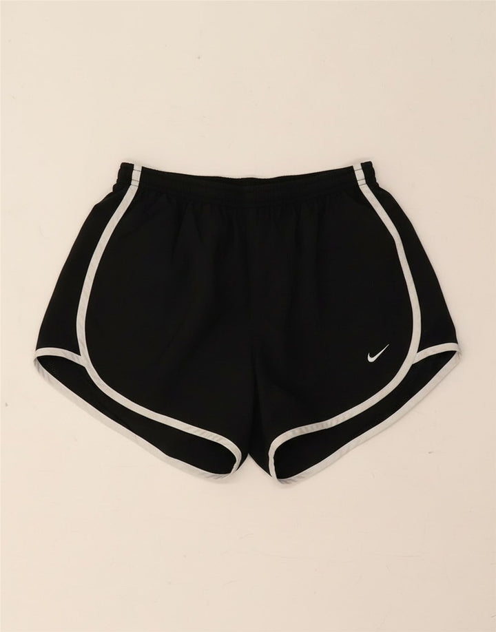 Shorts esportivos femininos Nike Dri Fit UK 8 pequenos poliéster preto