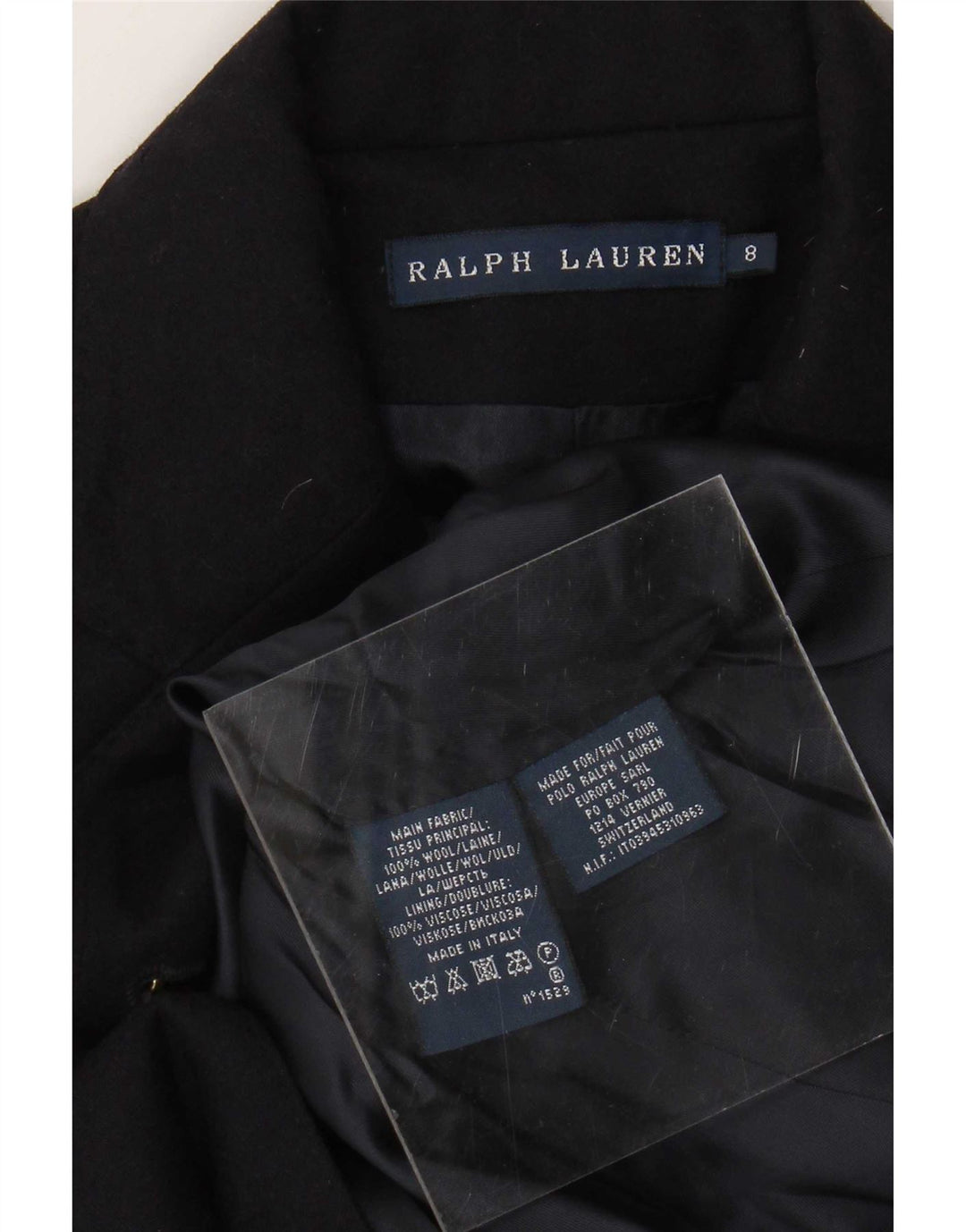 Jaqueta blazer feminina Ralph Lauren com 2 botões EUA 8 lã azul marinho médio
