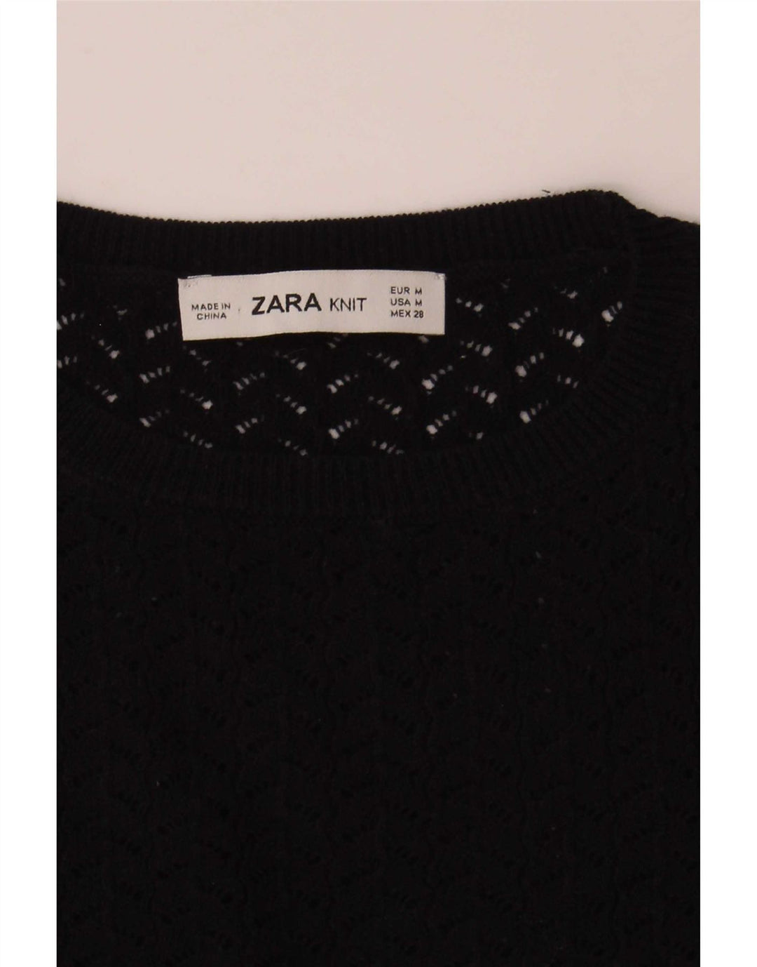 Blusa feminina Zara Crop Knit Top Reino Unido 12 Médio Azul Marinho Listrado