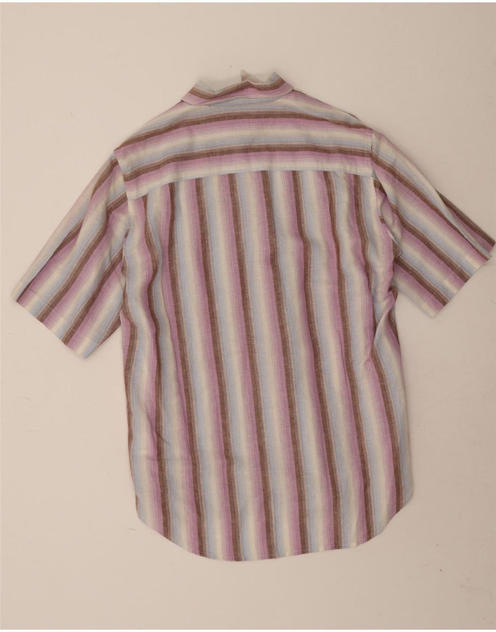 Camisa masculina de manga curta Marlboro Classics grande linho listrado multicolorido
