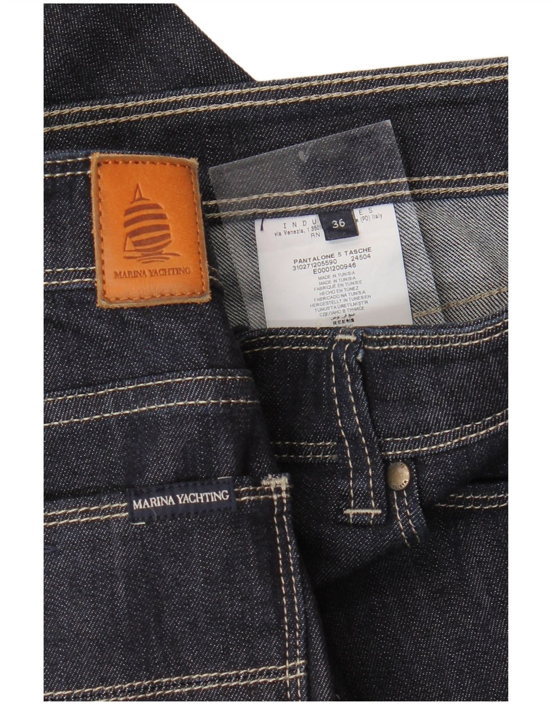 MARINA YACHTING Calça jeans reta masculina W36 L29 algodão azul marinho