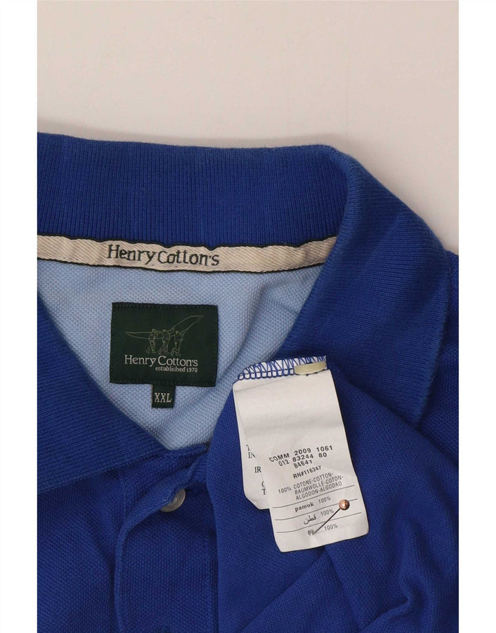 Camisa polo masculina Henry Cottons 2XL algodão azul