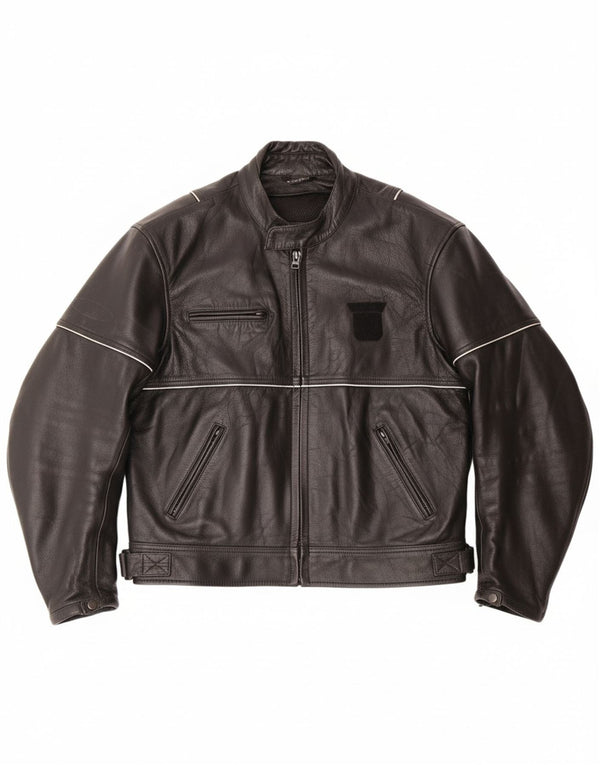 Jaqueta masculina de couro VINTAGE UK 46 3XL couro preto