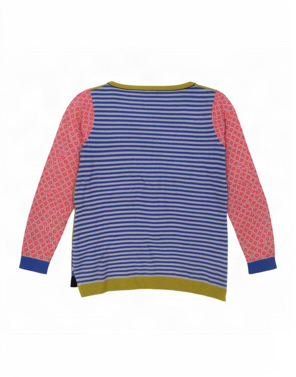 Suéter feminino branco com gola canoa gráfico UK 10 pequeno multicolorido