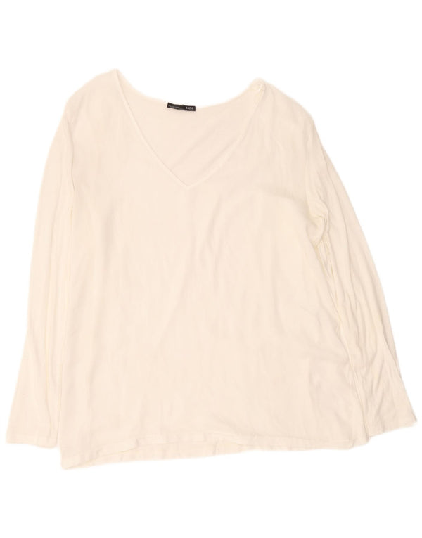 Top feminino Zara manga comprida UK 14 grande branco