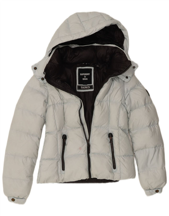 Jaqueta acolchoada com capuz feminina Superdry UK 8 pequeno azul nylon