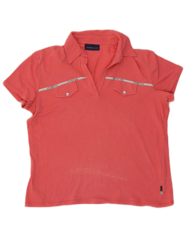 Camisa polo feminina Trussardi UK 18 XL algodão rosa