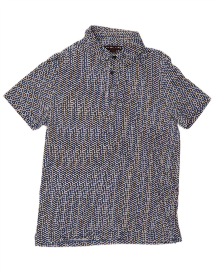 Camisa pulôver masculina de manga curta Michael Kors pequena de algodão manchado azul