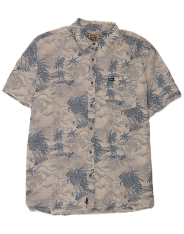 Camisa havaiana masculina de manga curta Lois XL azul algodão praia