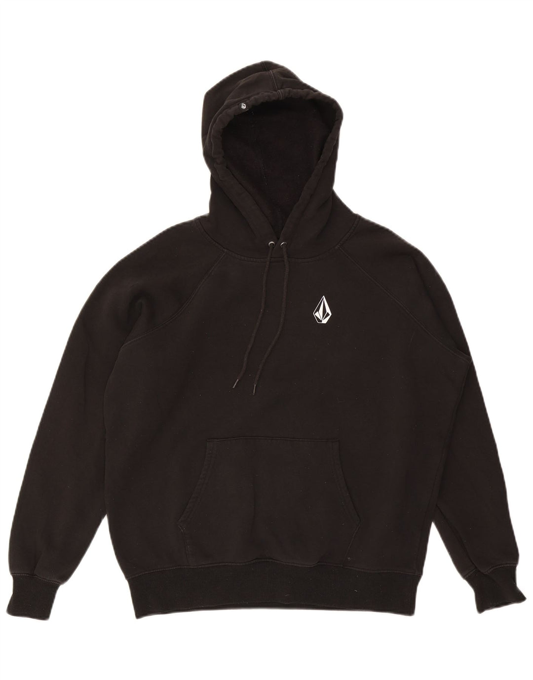 Jumper com capuz oversized feminino da Volcom UK 10 pequeno algodão preto