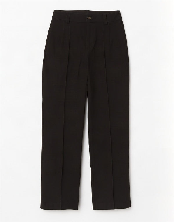 Zara Calça feminina casual cintura alta cônica pequena W26 L32 preta