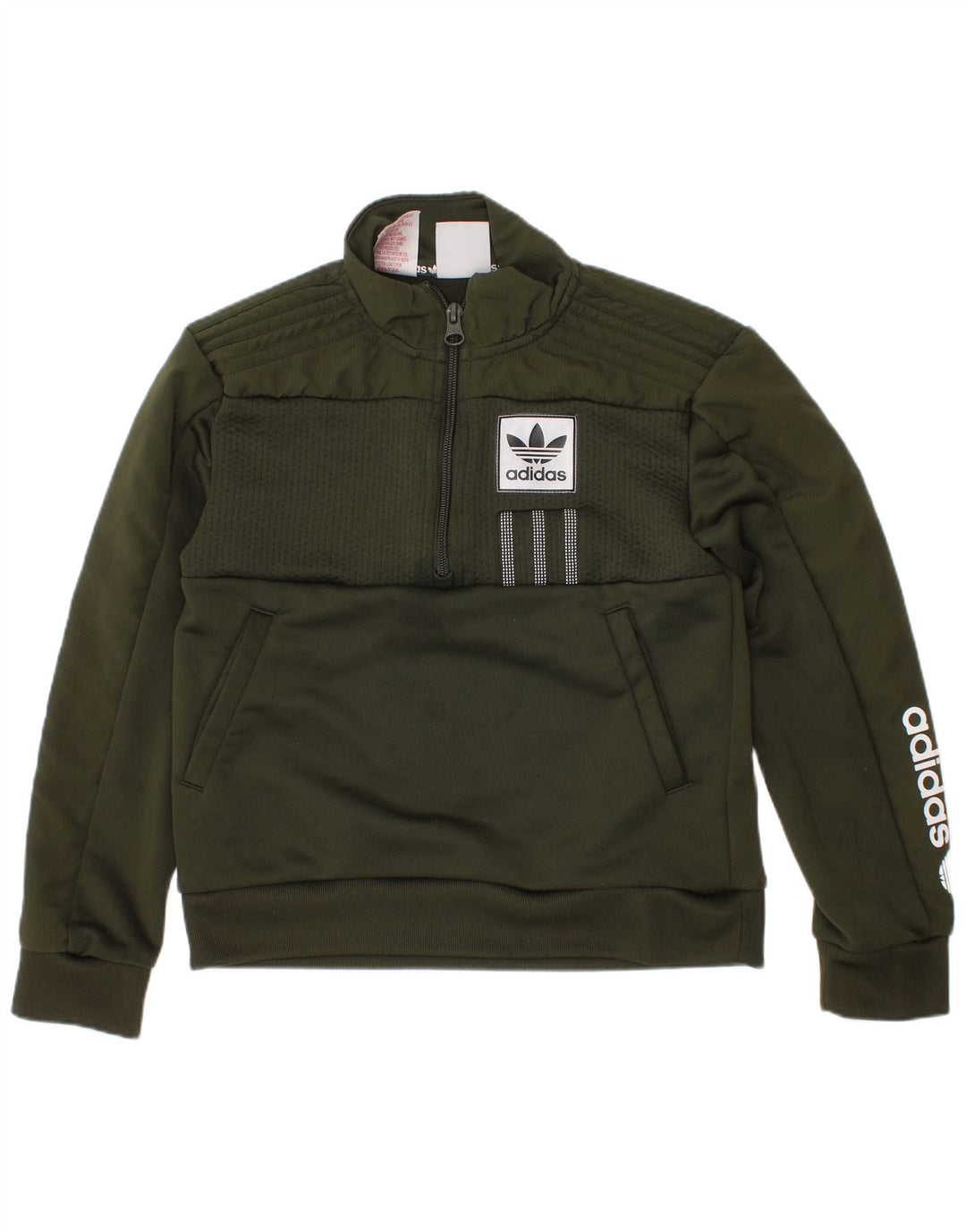 Suéter Adidas Boys Graphic Zip Neck 7-8 anos Verde Poliéster