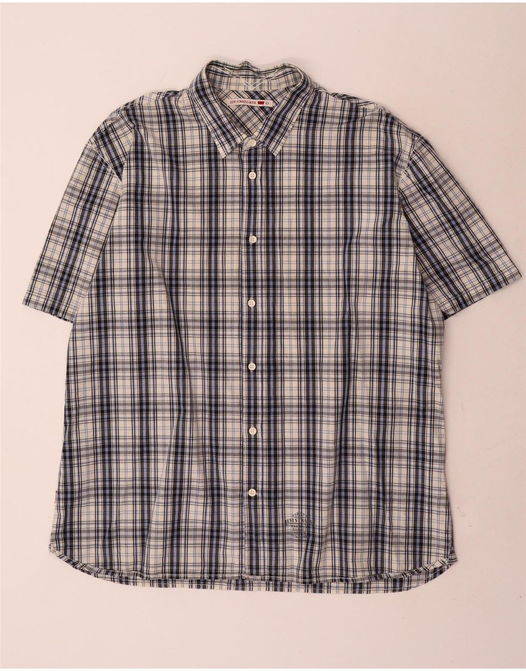 Camisa masculina de manga curta Levi's 2XL algodão xadrez azul