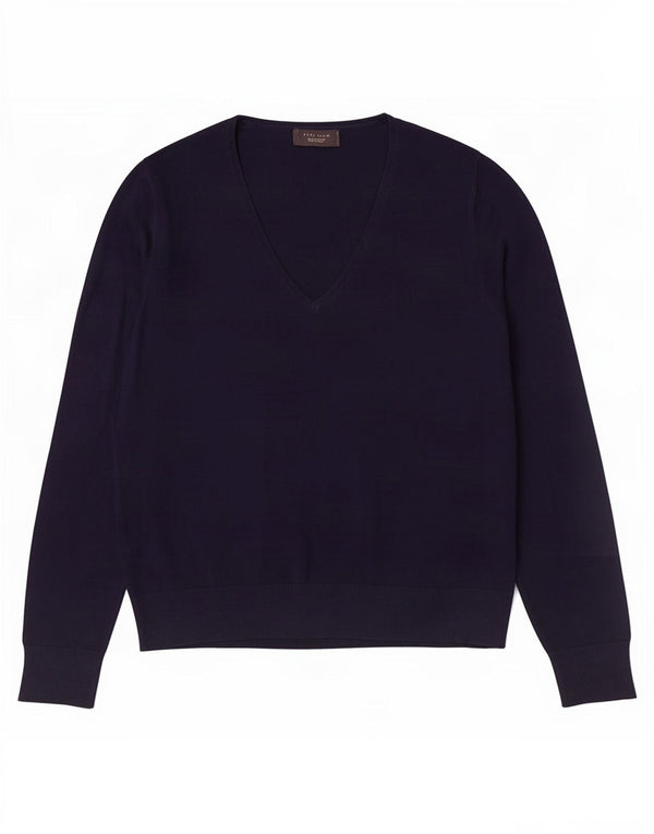 Suéter masculino Zara com decote em V grande viscose azul marinho