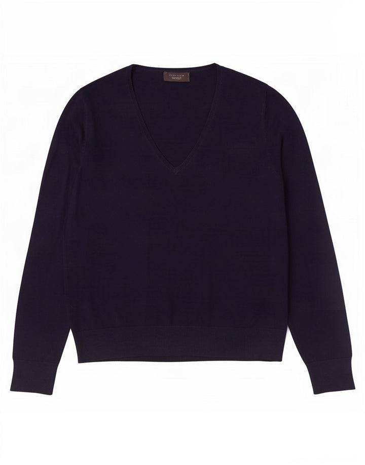 Suéter masculino Zara com decote em V grande viscose azul marinho