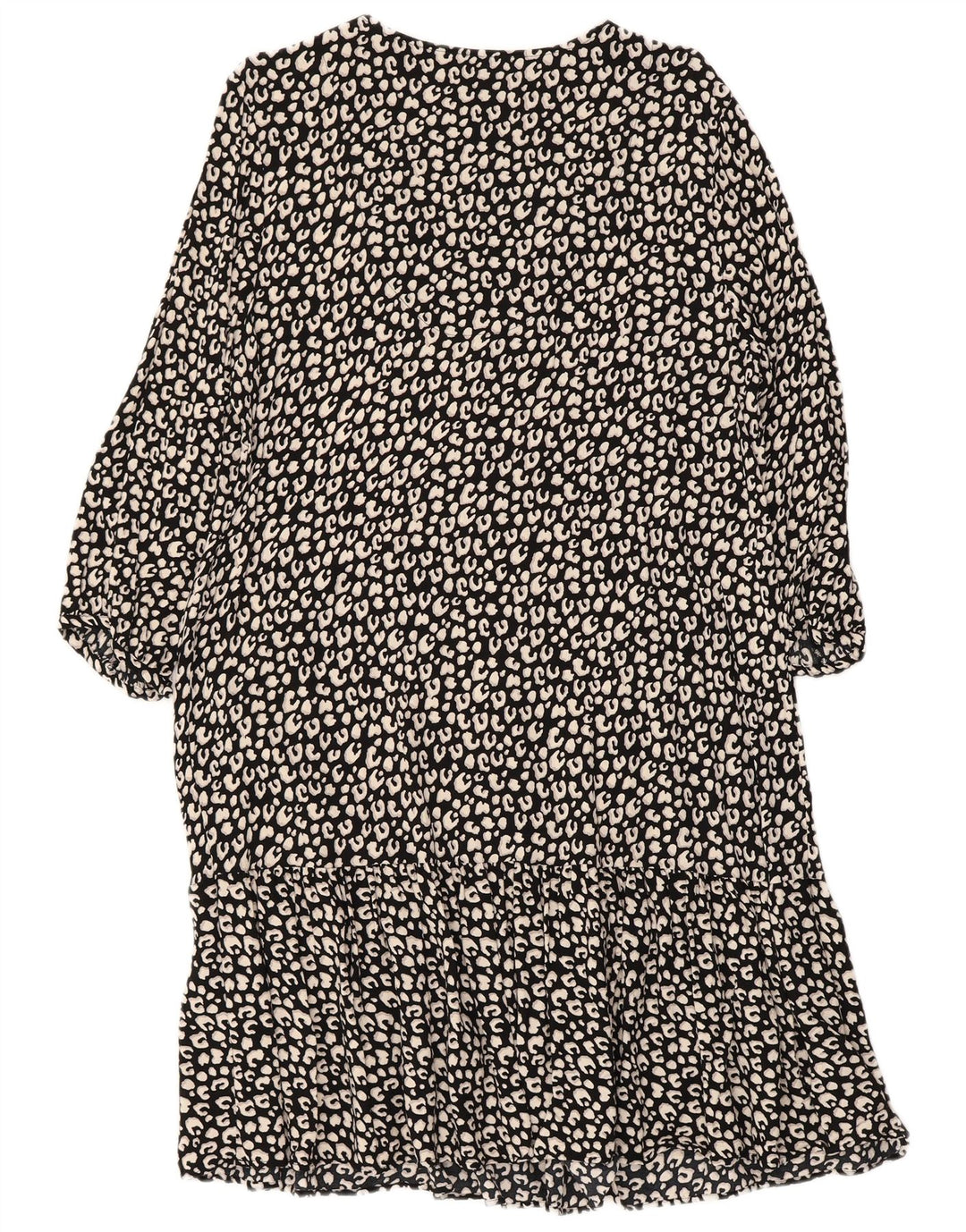 PRINCIPLES Vestido feminino manga 3/4 em camadas UK 16 grande preto estampa animal