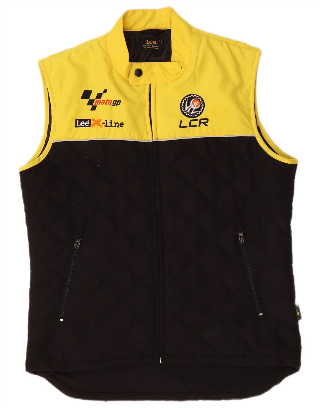 Lee Mens Graphic Quilted Gilet UK 36 Pequeno Poliéster Colorblock Preto