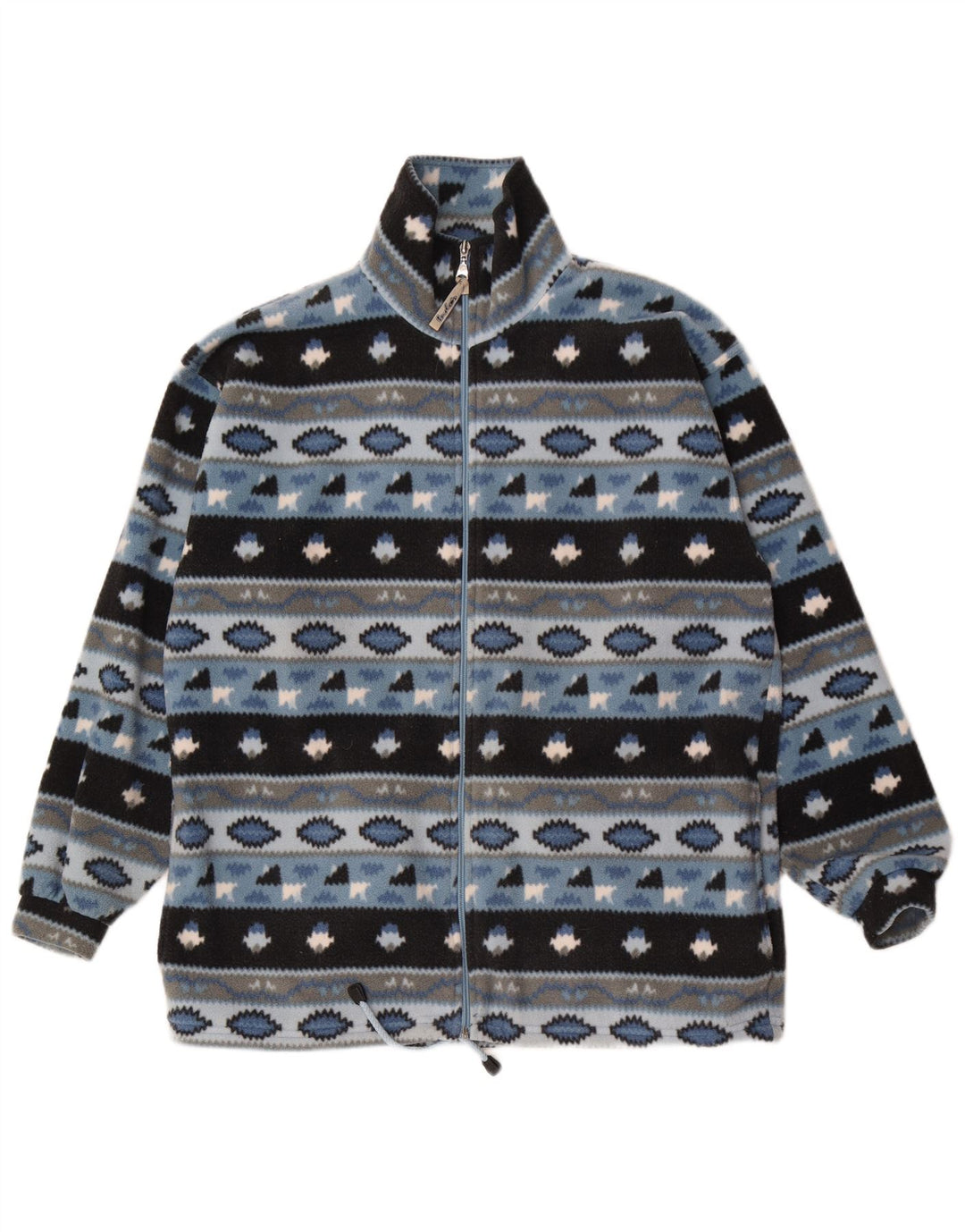 Jaqueta de lã masculina vintage Reino Unido 38 poliéster Fair Isle azul médio