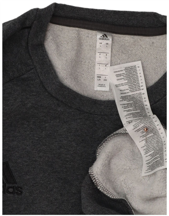 ADIDAS Mens Moletom Jumper Grande Algodão Cinza