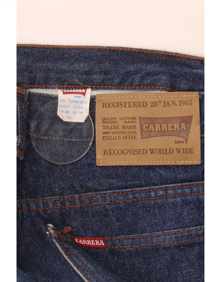 Carrera Mens Straight Jeans W34 L31 Azul Marinho Algodão