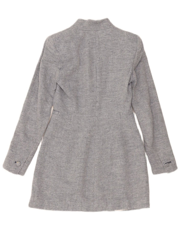 Zara Womens Longline Blazer Jacket Reino Unido 4 XS Azul Chevron Moderno