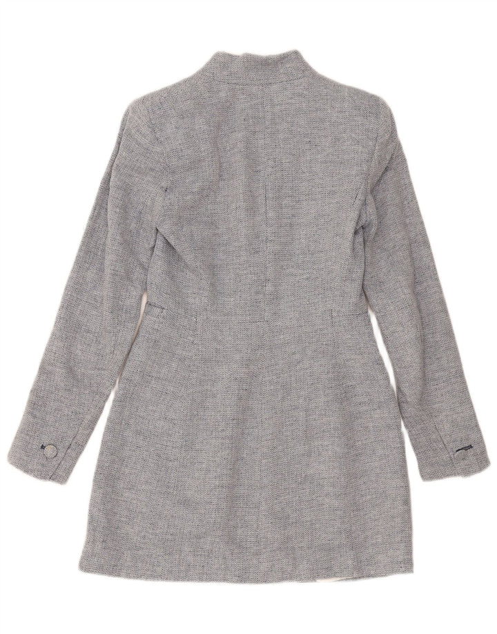 Zara Womens Longline Blazer Jacket Reino Unido 4 XS Azul Chevron Moderno