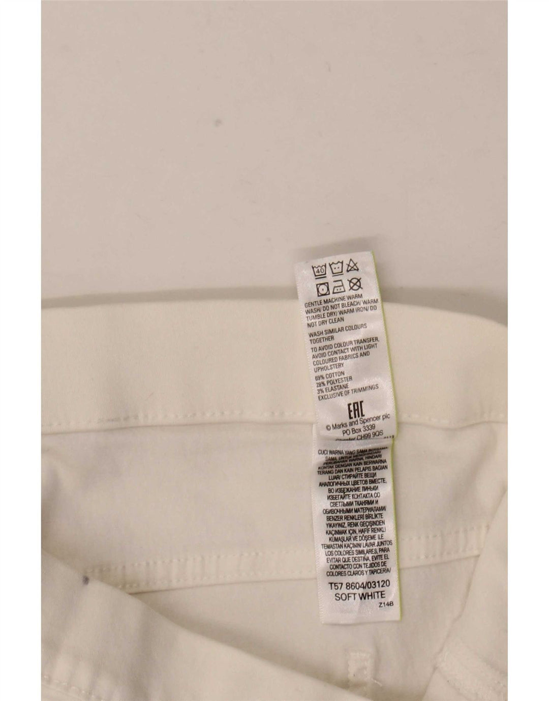 Calça jeans feminina Marks & Spencer UK 12 médio W32 L28 algodão branco
