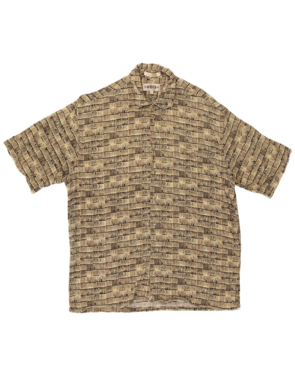 Camisa masculina vintage de manga curta grande rayon listrado bege