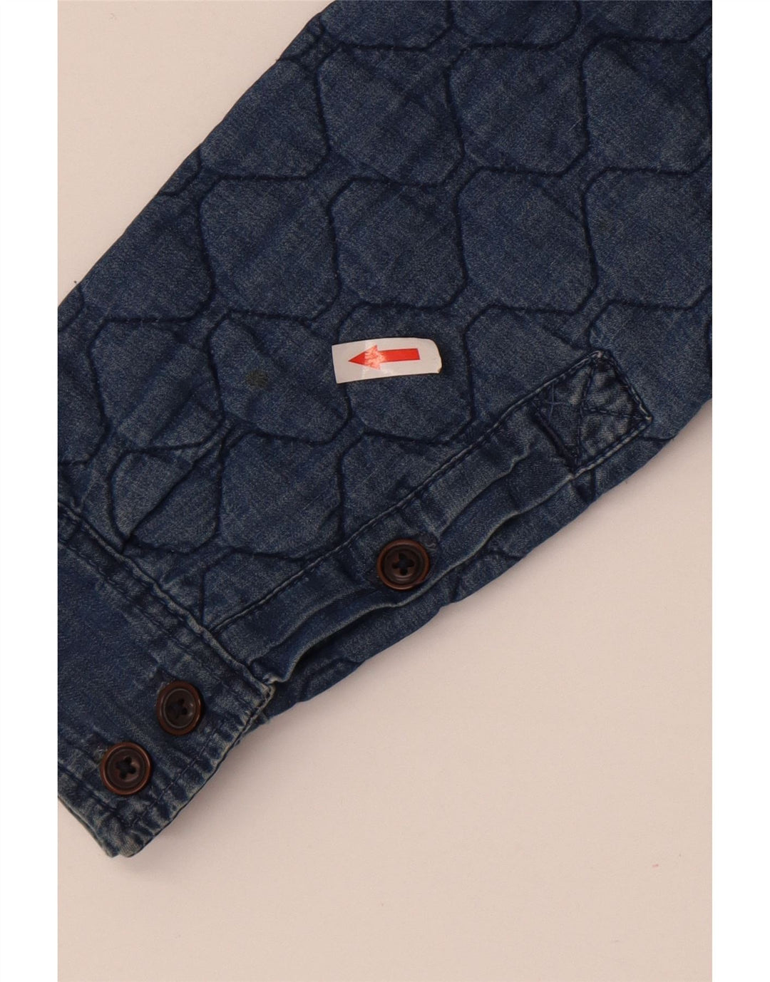 Camisa jeans acolchoada masculina vintage algodão azul médio