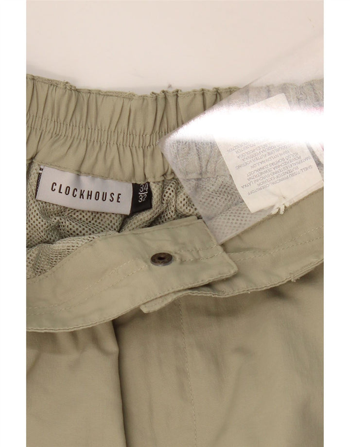 CLOCK HOUSE Womens Straight Windbreaker Trousers W34 L32 Khaki Nylon Vintage CLOCK HOUSE and Second-Hand CLOCK HOUSE from Messina Hembry 