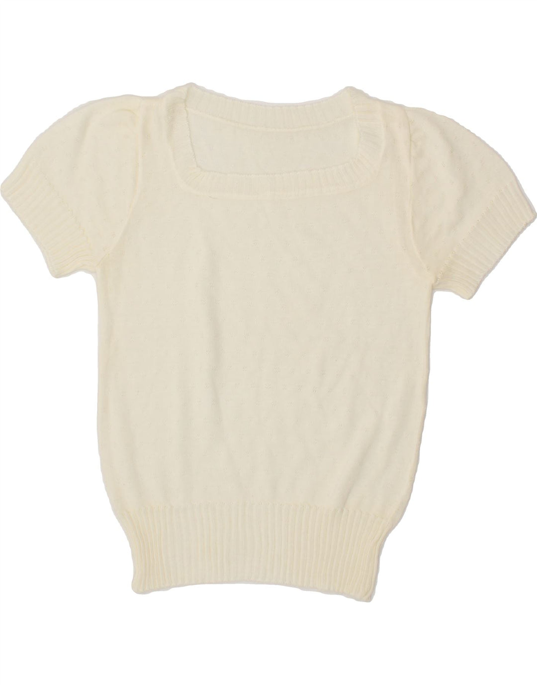 VINTAGE Womens Boat Neck Jumper Sweater UK 12 Medium Off White Vintage Vintage and Second-Hand Vintage from Messina Hembry 