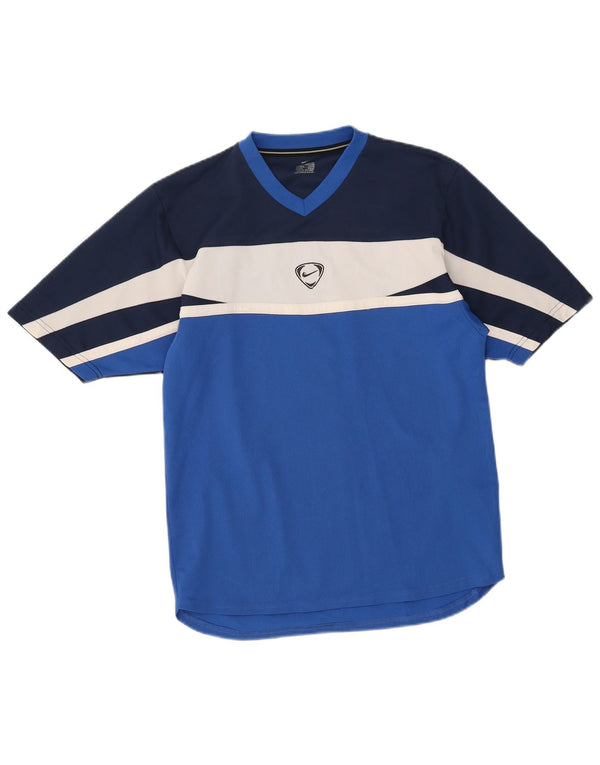 Camiseta masculina Nike Top pequeno azul colorblock poliéster
