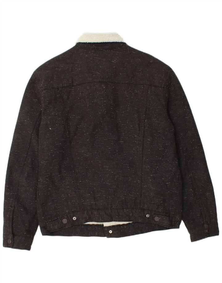 Jaqueta masculina Sherpa Levi's UK 40 grande algodão manchado cinza