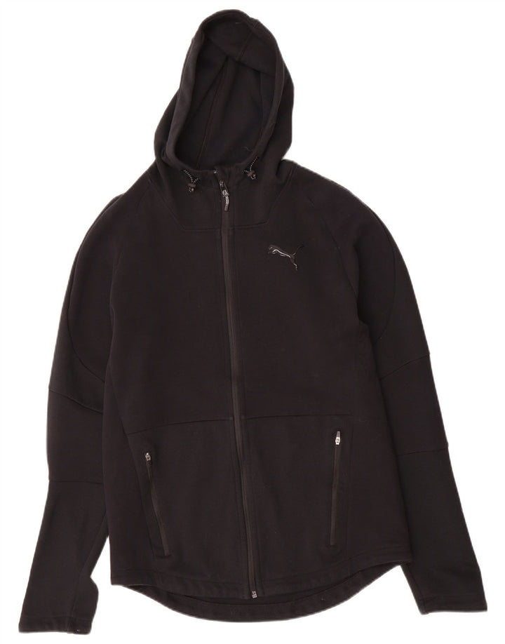 Suéter PUMA feminino com capuz e zíper UK 14 médio algodão preto