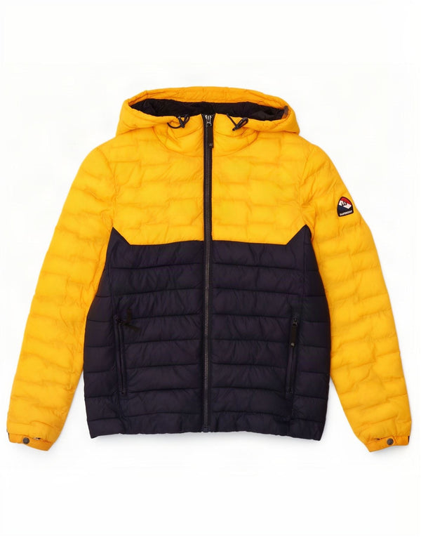 Jaqueta acolchoada com capuz masculina Superdry UK 38 colorblock amarelo médio