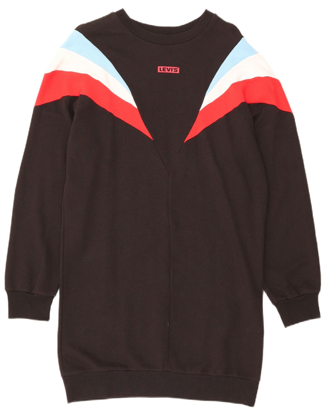 Vestido feminino Levi's de manga comprida UK 10 pequeno bloco colorido preto