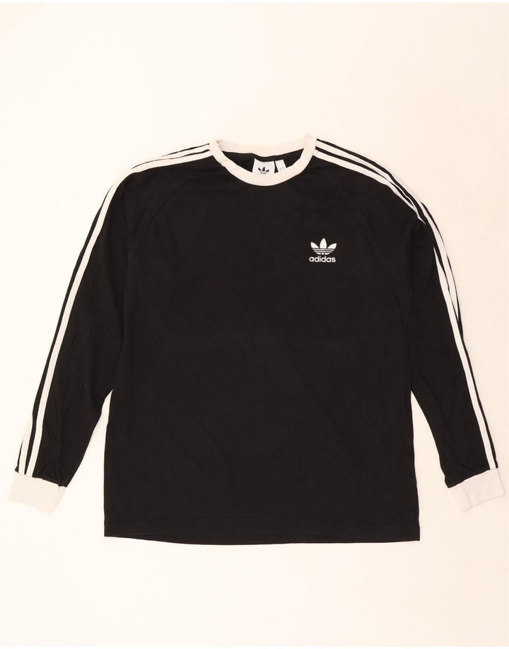 Adidas Mens Top Manga Longa Grande Algodão Preto