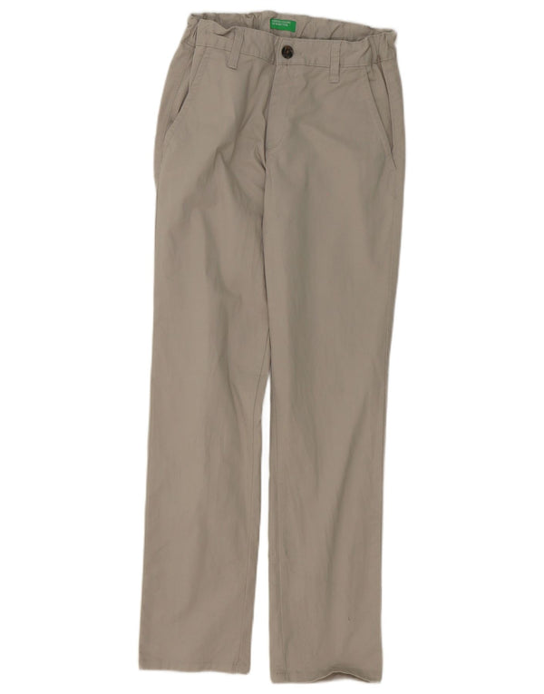 Calças chino retas Benetton Boys 9-10 anos grandes algodão cinza