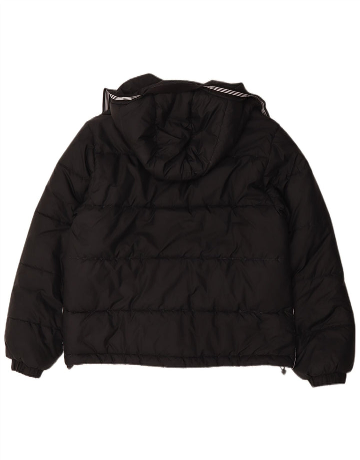 Adidas Mens Jaqueta Acolchoada Com Capuz Médio Poliéster Preto