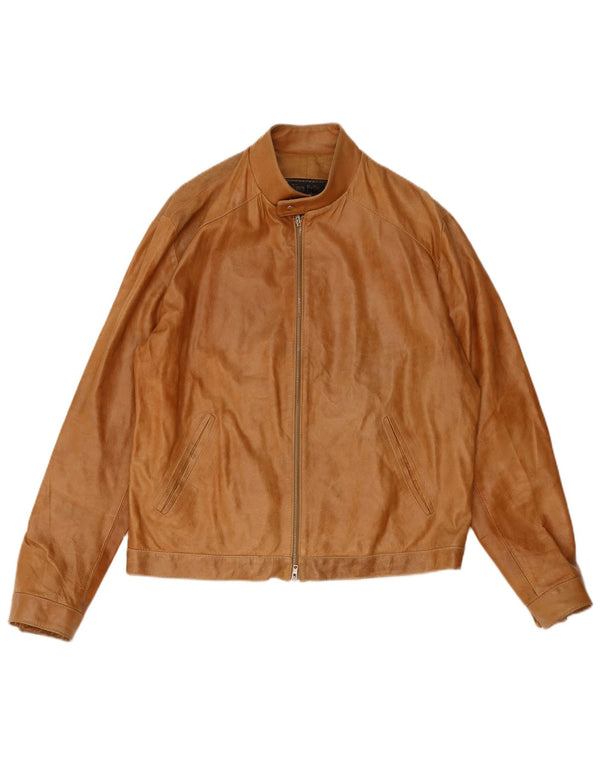 Jaqueta de couro masculina vintage IT 54 2XL couro marrom