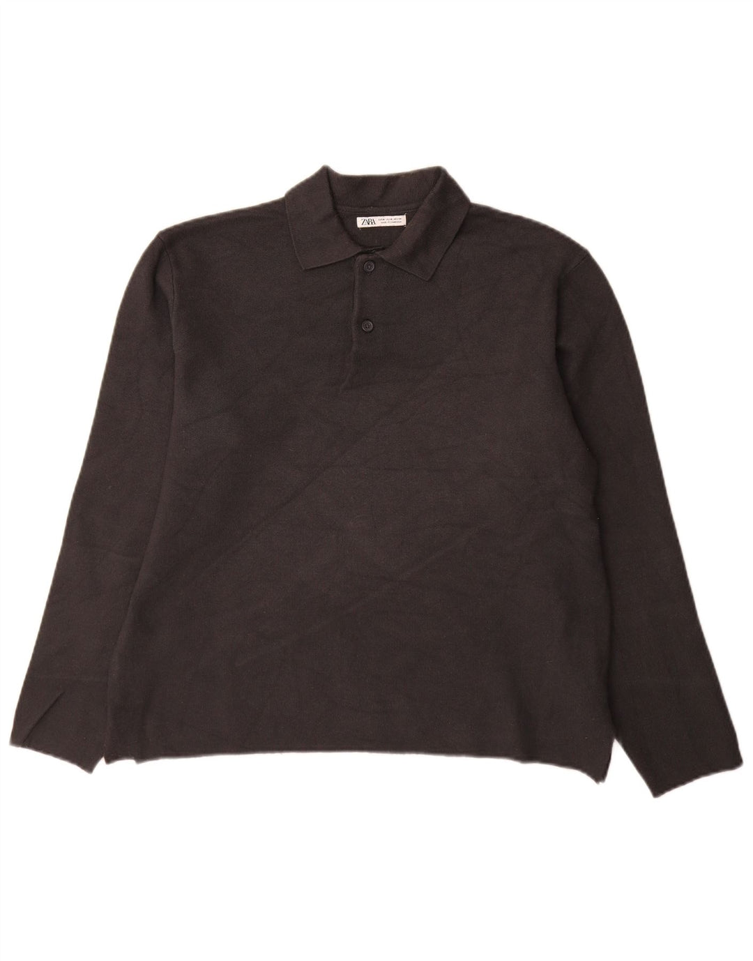 Zara Suéter masculino com gola polo e viscose cinza médio