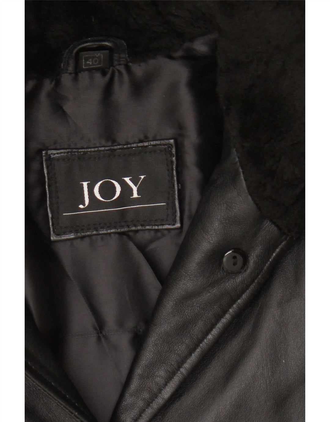 Casaco feminino de couro grande com capuz Joy EU 40 médio preto