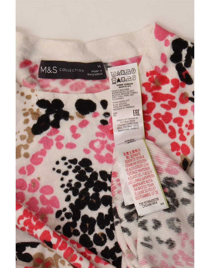 Suéter feminino Marks & Spencer com gola redonda Reino Unido 14 grande multicolorido