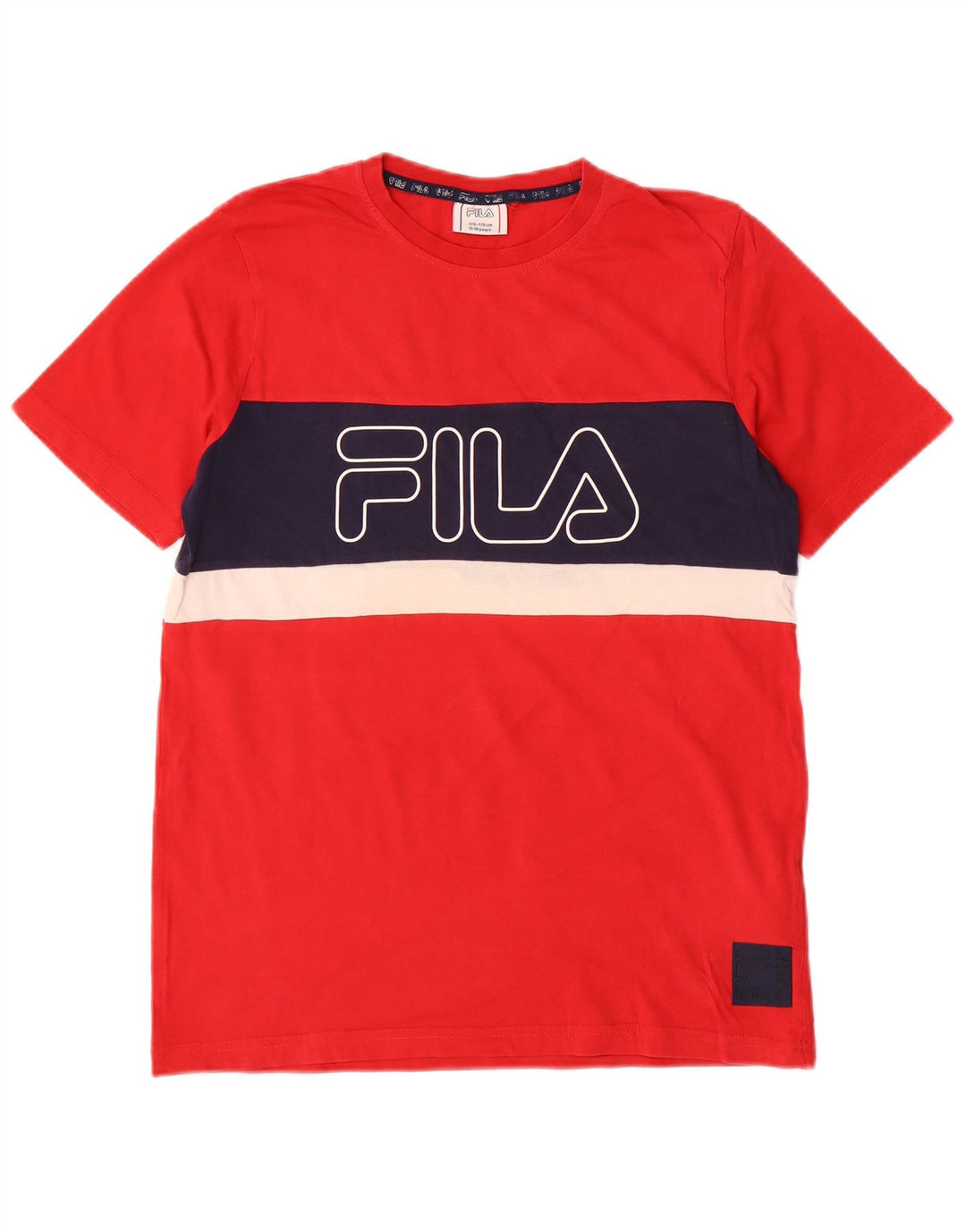 Camiseta Fila Meninos Graphic 15-16 Anos Vermelho Algodão Colorblock