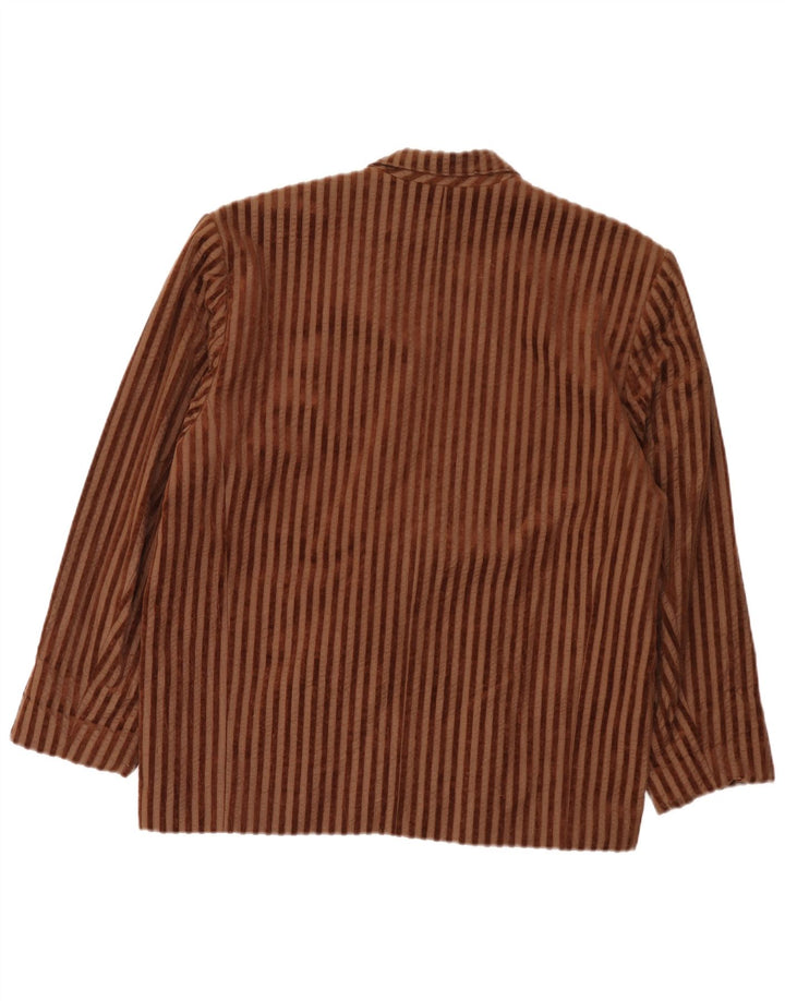 Jaqueta blazer vintage feminina com 2 botões grandes EU 40 listrado marrom médio
